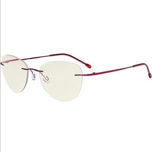Rimless Progressive Glasses Multifocus Readers Blue light Filter Pilot Women,Red
